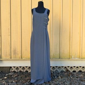 VTG 80s Joseph Ribkoff Blue Faux Wrap Maxi Dress, 10